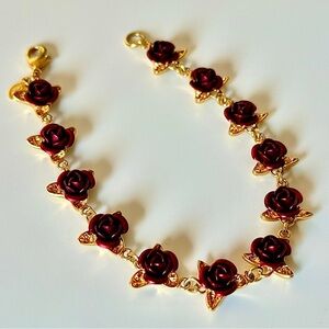 Danbury Mint “A Dozen Roses” 14K Gold Plated Vintage Bracelet